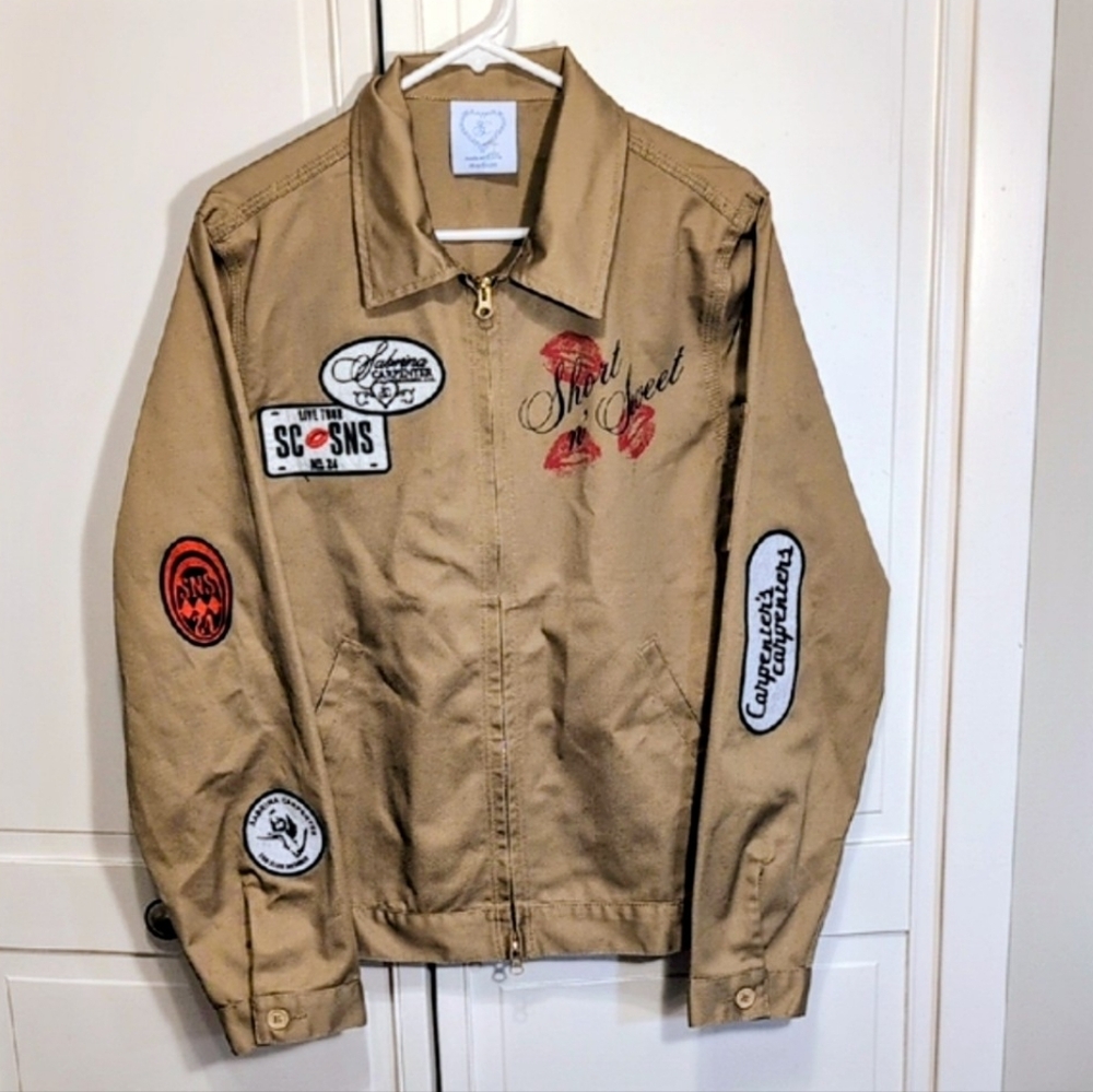 Sabrina Carpenter SHORT N' SWEET TOUR VIP JACKET Size Medium Brown Khaki